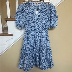 Elegant Blue Geometric Mini Dress